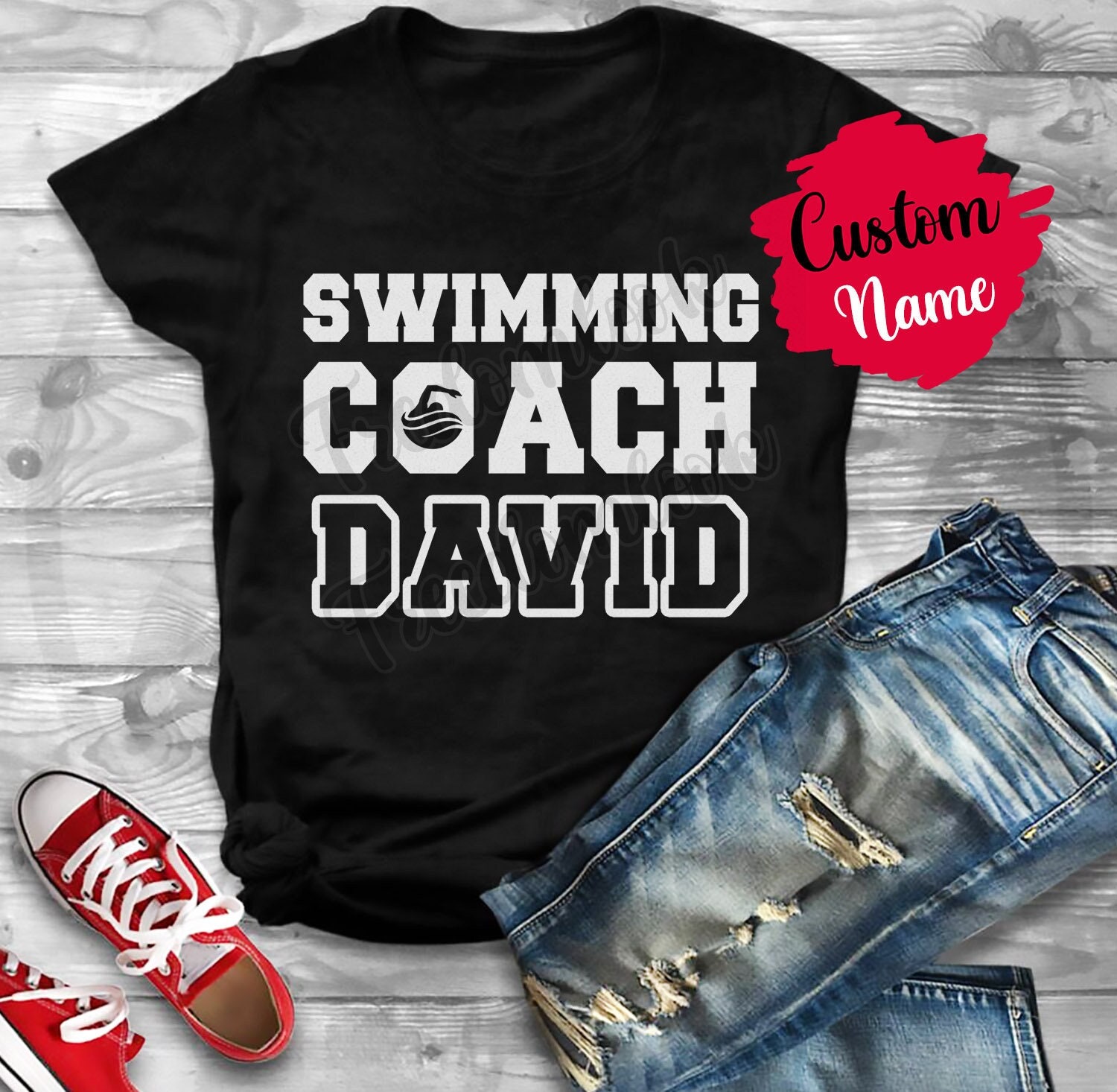 Personalisierter Schwimmtrainer Geburtstagsgeschenk T-Shirt Für Männer Und Frauen, Bedeutung Wertschätzung Geschenk, Personalisiertes Coach von freedomlook