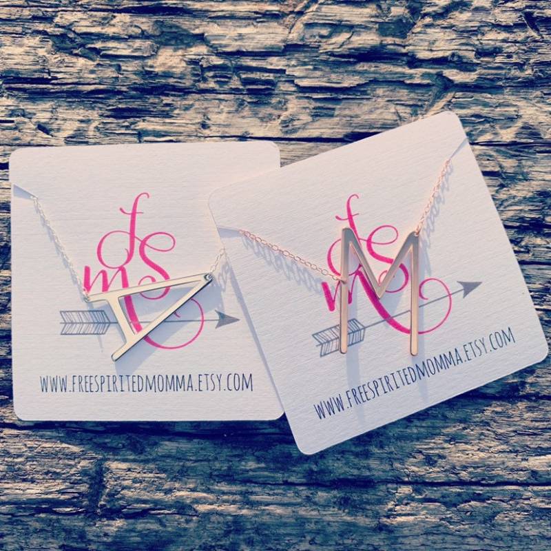 Großer Buchstabe Halskette/Initial - Silber Oder Rose Gold Großer Buchstabe Halskette/Initial - Silber Oder Rose Gold von freespiritedmomma