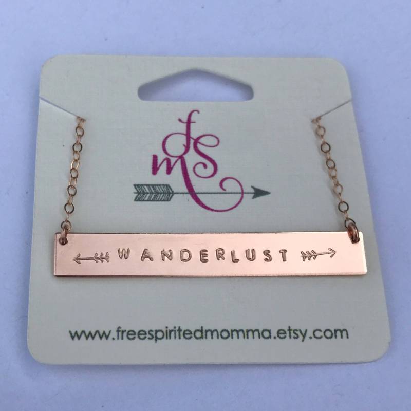 Rose Gold Bar Halskette/Hand Gestempelt Personalisierte Anpassbar Rose Gold Bar Halskette/Hand Gestempelt Personalisierte Anpassbar von freespiritedmomma