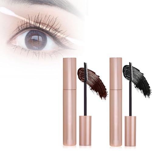 2025 Neue Mascara für Verlängerung Lockung, Schweißfeste Volumen Mascara für Dramatische Wimpern, Schmutzresistente für fettige Haut, Augen-Make-up für Vielbeschäftigte Frauen (Schwarz+Braun) von freijord