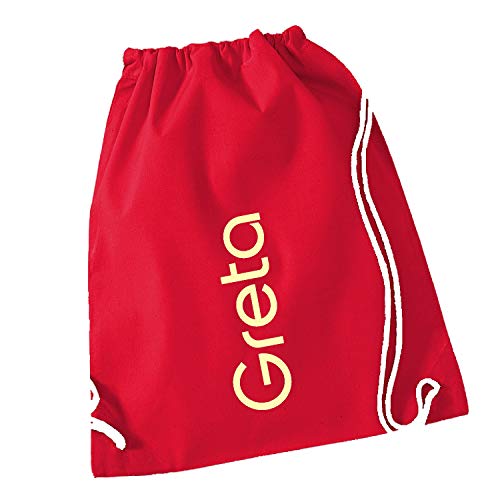 freitex Turnbeutel/Gymsack/Sportbeutel mit Namen bedruckt (Classic Red) von freitex