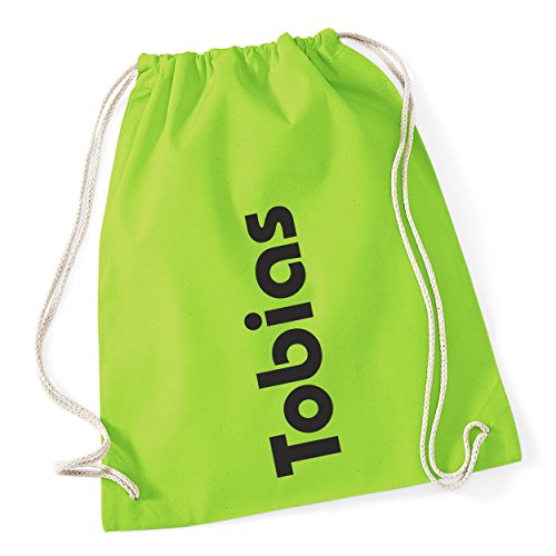 freitex Turnbeutel/Gymsack/Sportbeutel mit Namen bedruckt (Limegreen) von freitex