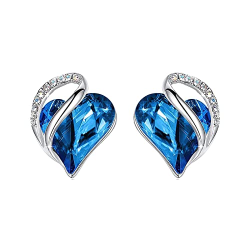 Fremskre Love Heart Ohrstecker Geburtsstein Kristall Ohrringe als Entspannungsgeschenk für Frauen Mädchen -blau von fremskre