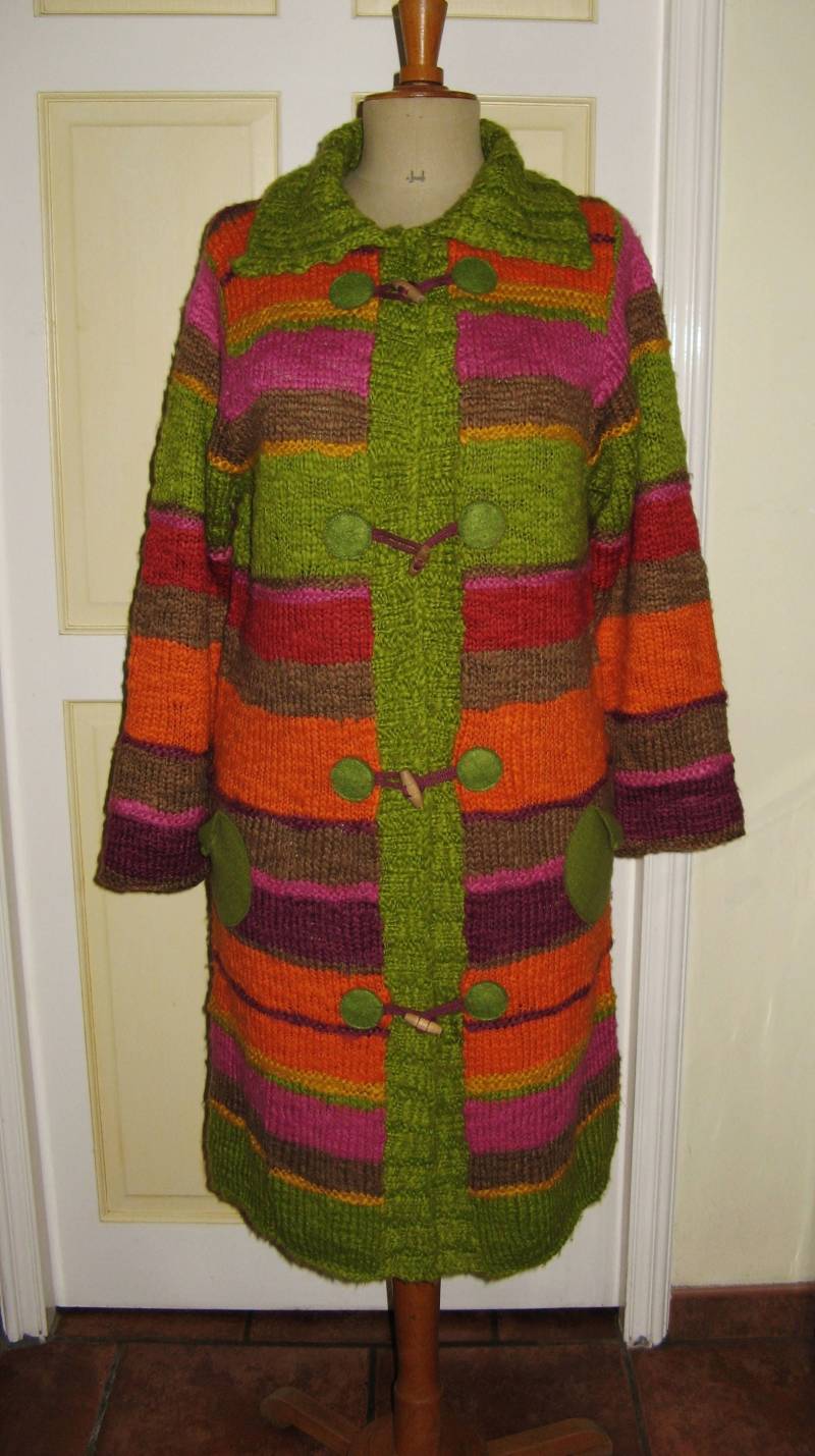 Vintage Französisch High End Designer Catimini Damen/Mädchen Boho Strick Duffle Pullover Mantel ~ Pre Worn von frenchfoundtreasures