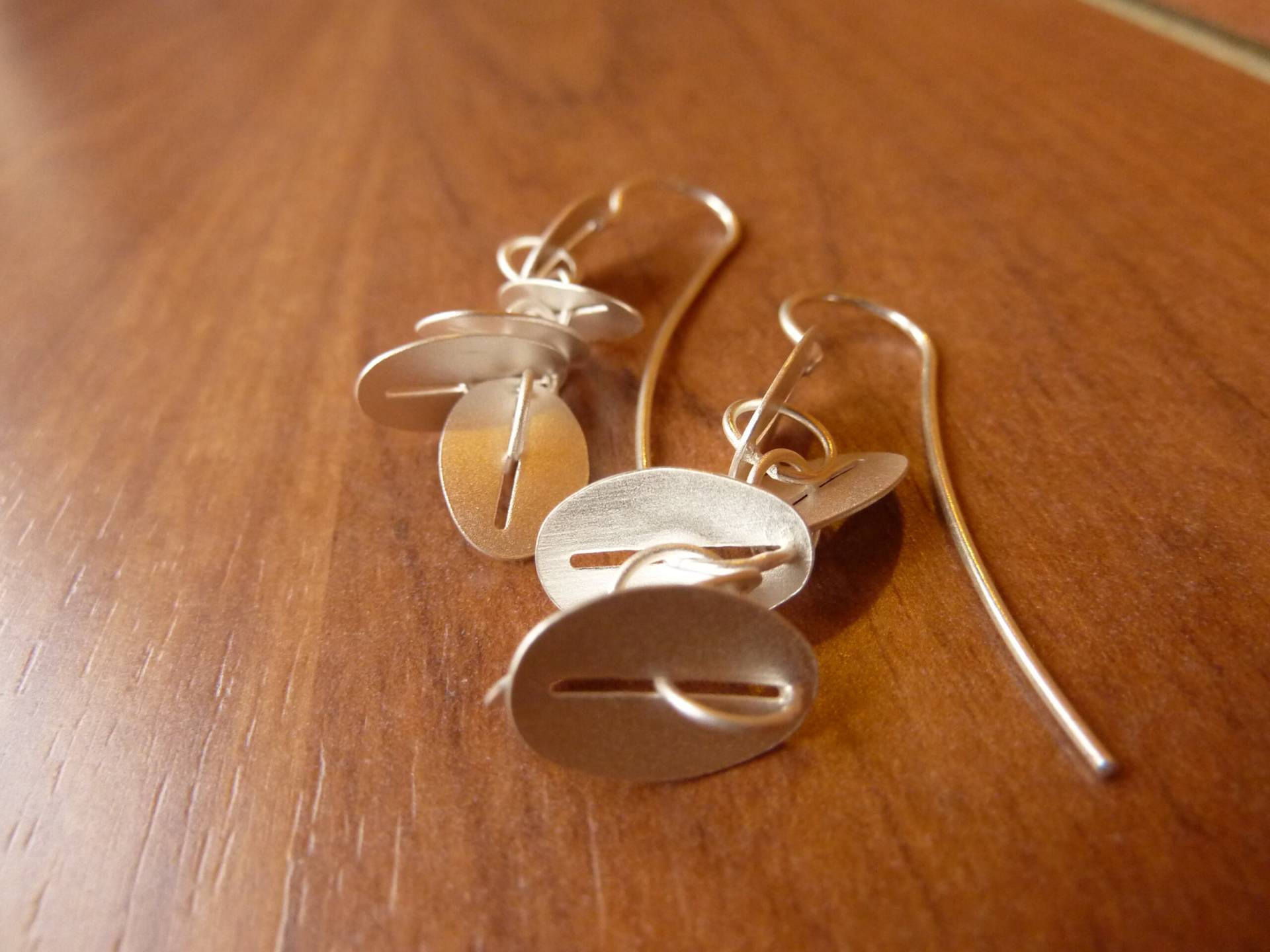 Ellipsen Formel, 925/ - Silber, Echt, Matt, Ohrstecker, Weiß, Geometrisch Handgefertigt, 1 2 3 von frenkler