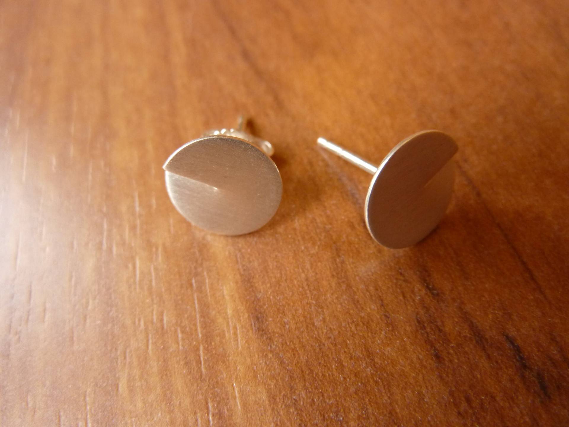 Ronden Schnitt Handgefertigt Silber Ohrstecker Bauhaus Schlicht Elegant Hochzeit von frenkler