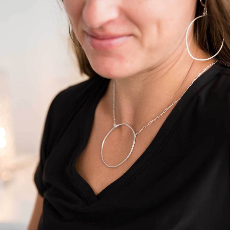 Handgefertigte Perfekt Unperfekte Kreis Statement Halskette - Verstellbare Sterling Silber Oder Gold Filled Kette von freshieandzero