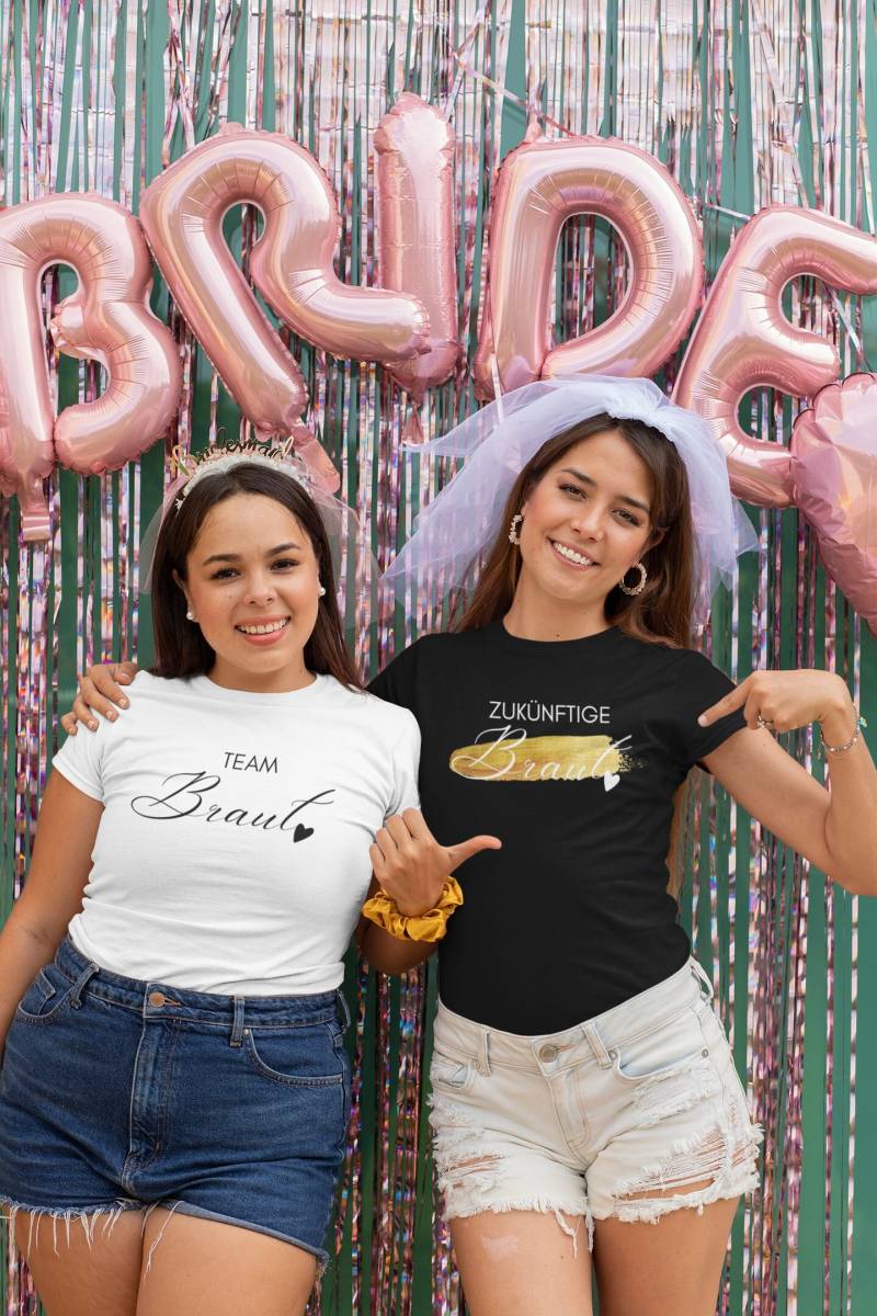 Zukünftige Braut T-Shirt Damen Junggesellinnenabschied Party Tshirt Hochzeitsfeier Mädelsabend Shirt Weinglas Ehering Polterabend von friedify4you