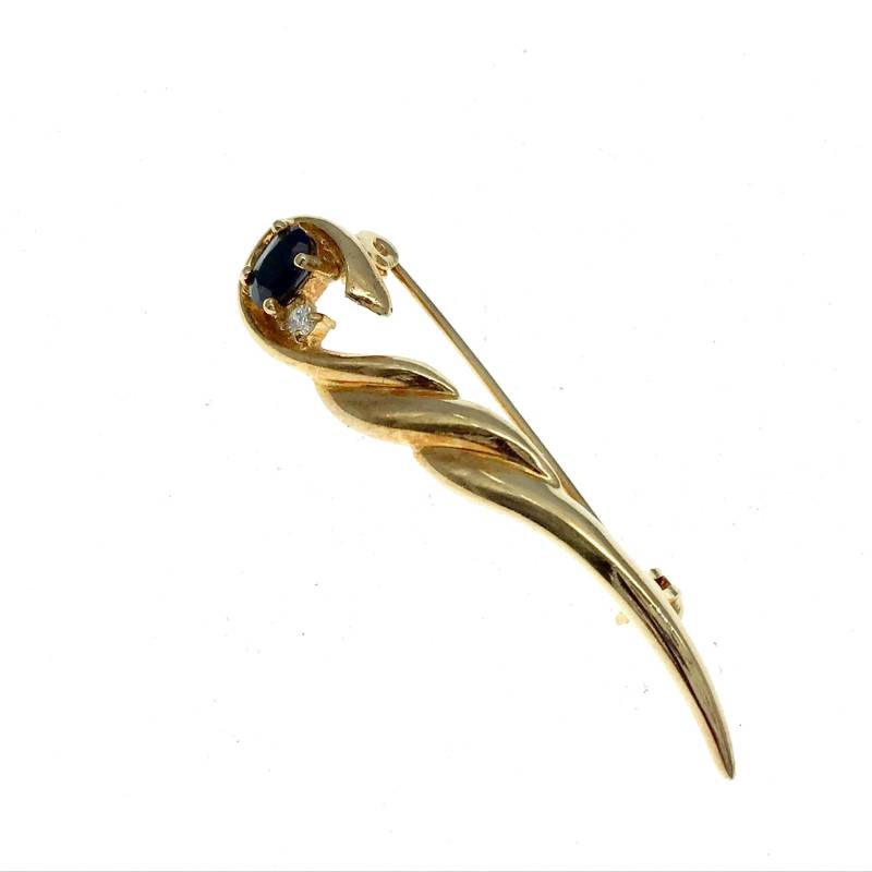 Vintage 1960Er Jahre Gold Finish Onyx Zirkonia Swirl Pin - Signiert Taiwan von frillz
