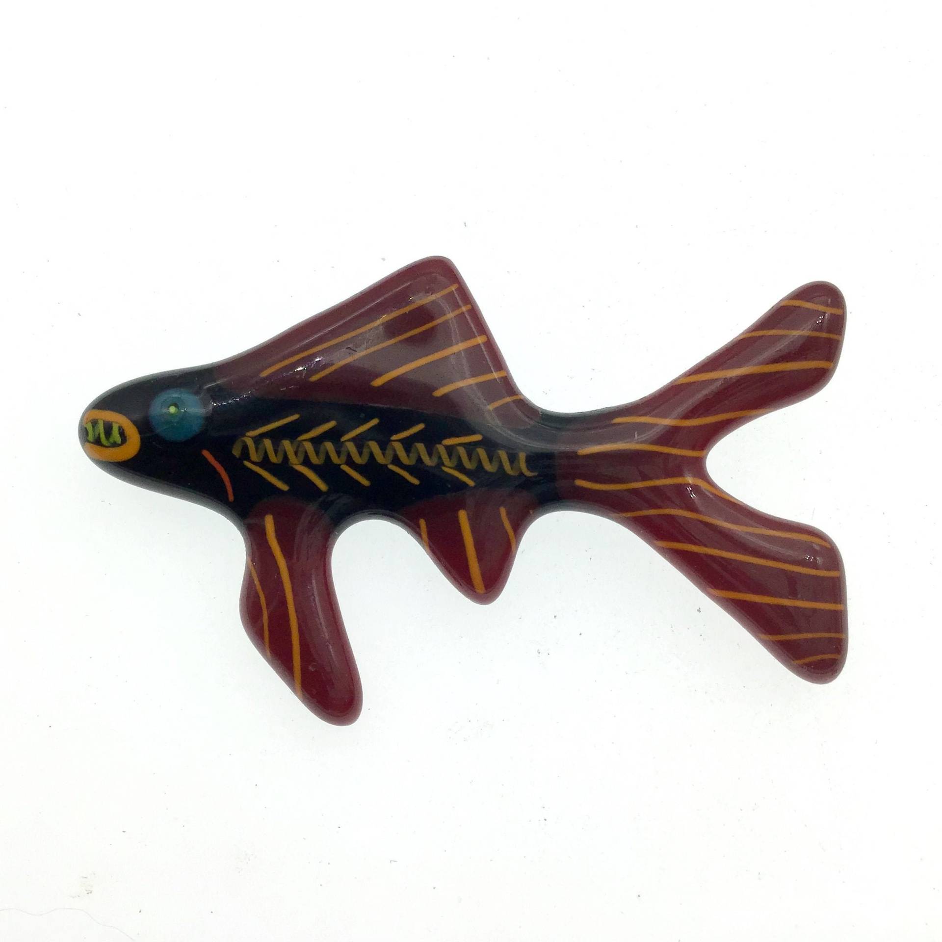 Vintage Glas Brosche Fisch 1980Er Jahre Handgemachte Fusing Anstecknadel von frillz