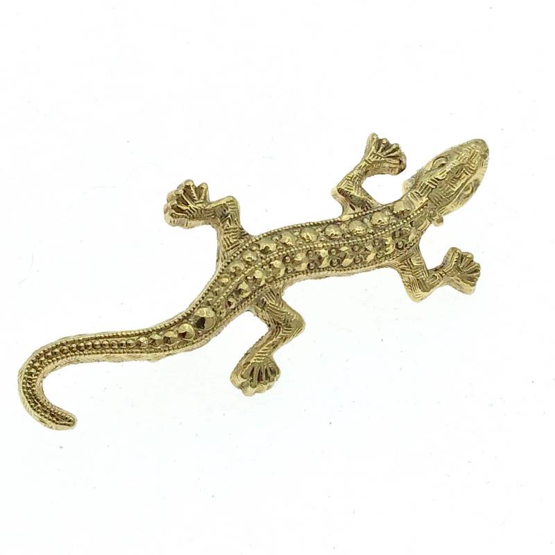 Vintage Gold Electroplate Eidechsen Brosche 1970S Tier Schmuck von frillz