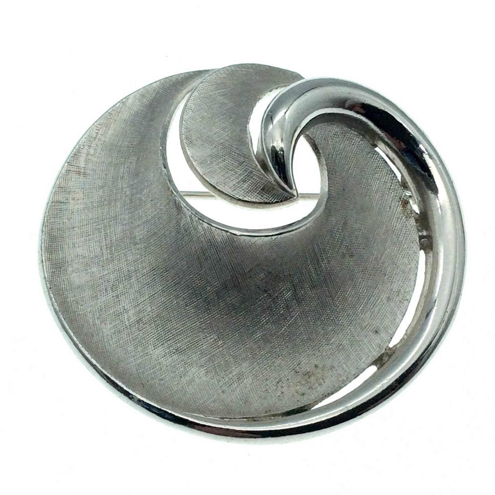 Vintage Trifari Silber Wellen Brosche 1950S Anstecknadel von frillz