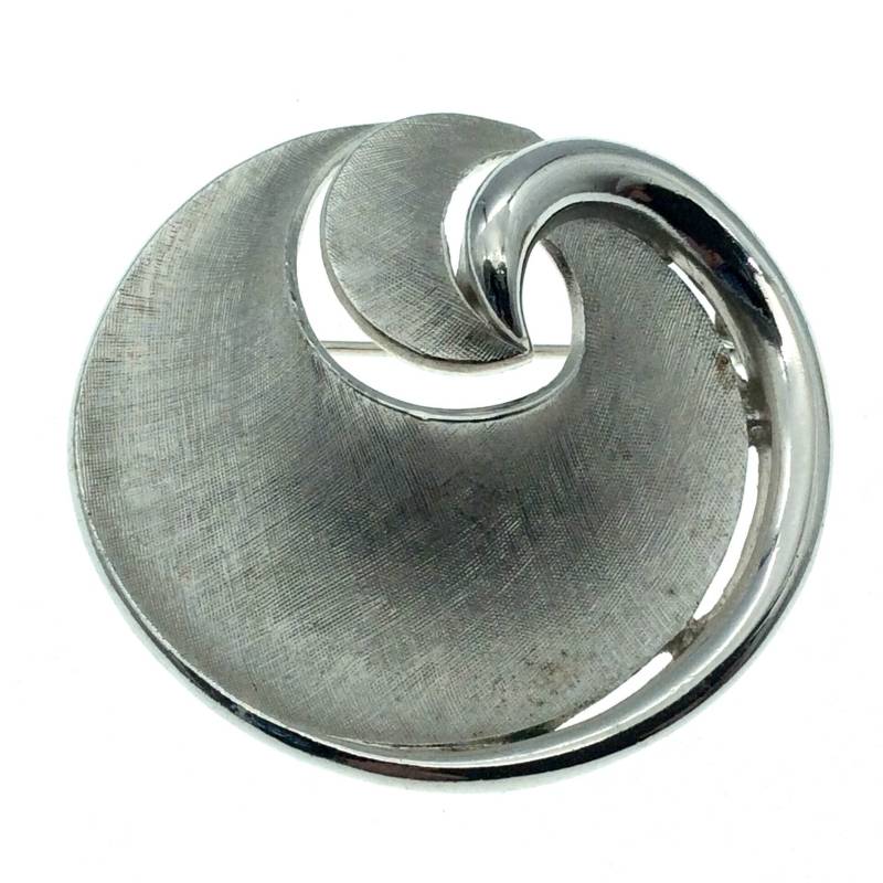 Vintage Trifari Silber Wellen Brosche 1950S Anstecknadel von frillz