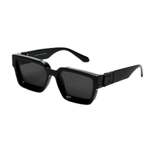 frissin Luxus-Sonnenbrille für Herren, Retro-Stil, quadratisch, für Herren und Damen, Schwarz, Schwarz (klein) von frissin