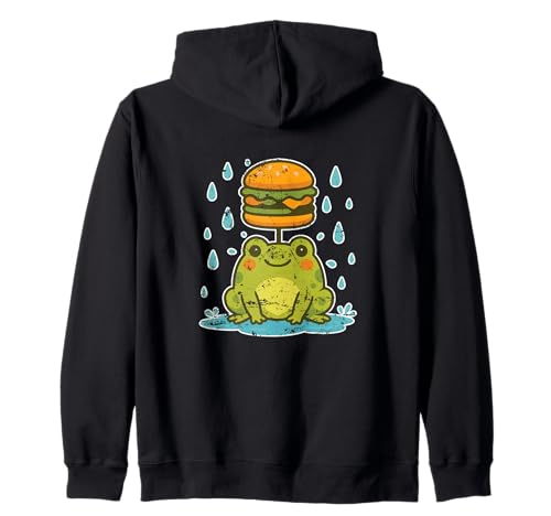Frosch Burger Regenschirm Cartoon Kapuzenjacke Frosch Burger Regenschirm Cartoon Kapuzenjacke von frog burger rain fun cute animal burger animals