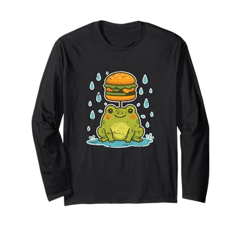 Frosch Burger Regenschirm Cartoon Langarmshirt von frog burger rain fun cute animal burger animals