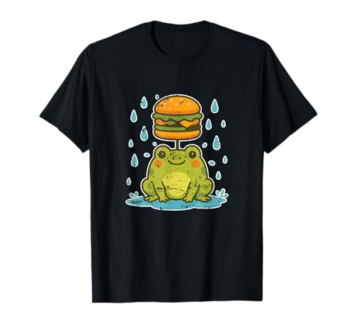 Frosch Burger Regenschirm Cartoon T-Shirt von frog burger rain fun cute animal burger animals