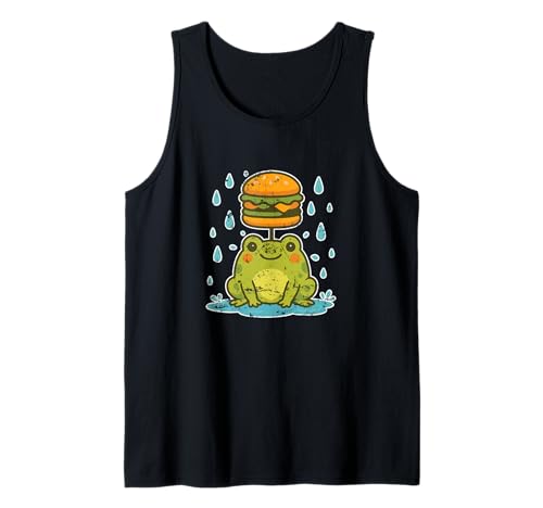 Frosch Burger Regenschirm Cartoon Tank Top von frog burger rain fun cute animal burger animals