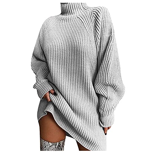 Strickkleid Damen Herbst Pulloverkleid Rollkragen Pullover Kleid Langarm Damen Winterkleid Elegant Herbstkleid Knielang Casual Sweatkleid Midikleid Einfarbige Freizeitkleid Gray XXL Strickkleid Damen Herbst Pulloverkleid Rollkragen Pullover Kleid Langarm Damen Winterkleid Elegant Herbstkleid Knielang Casual Sweatkleid Midikleid Einfarbige Freizeitkleid Gray XXL von frolicddlook