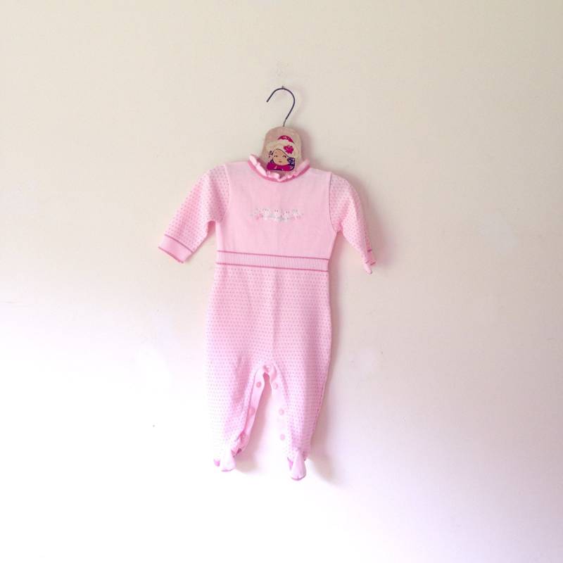 Vintage Vogel Bestickt Pullover Stricken Footie Strampler | Größe 6/9 Monate von frolickingwren