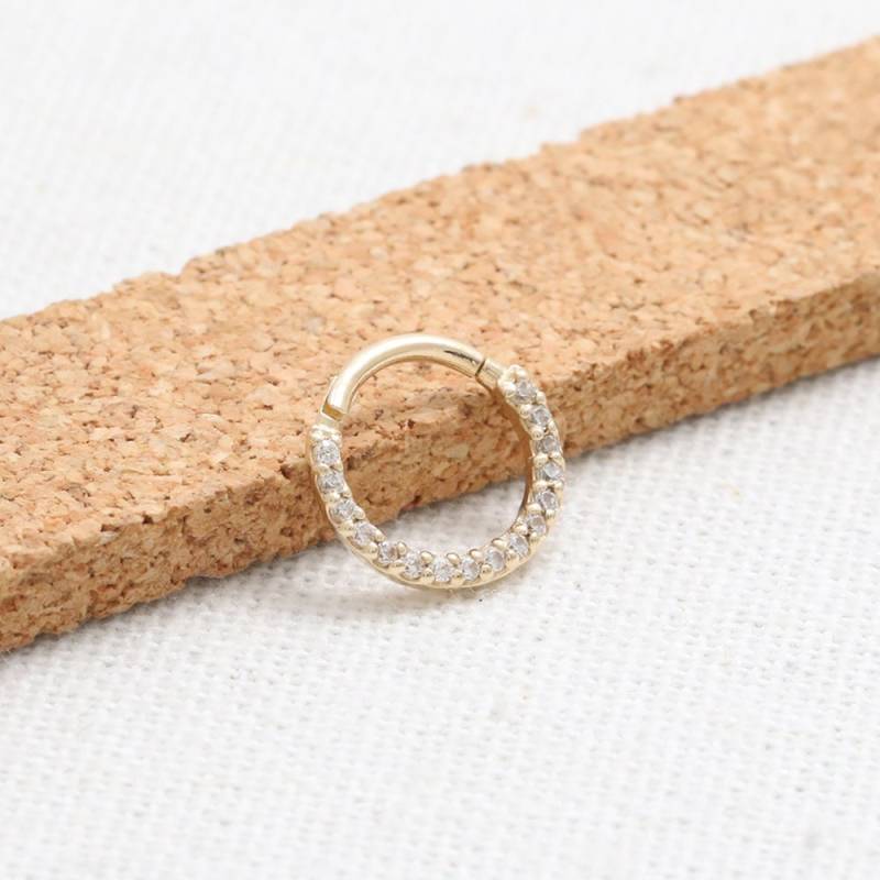 14K 18K Solid Gold Cz, Moissanit Oder Echte Diamanten Micro Pave Helix Snug Knorpel Rook Daith Septum Ring Klapp Hoop Clicker Ohrring von fromJDesign