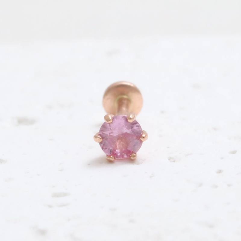 14K Massiv Gold Verschiedene Karat Pink Saphir 6 Zacken Ohrstecker Knorpel Tragus Helix Conch Innengefädeltes Labret Piercing 18G 16G von fromJDesign