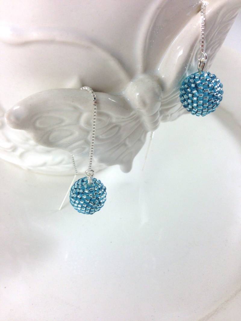 Blautopas Dangle Perlen Bead Threader Ohrringe Blautopas Dangle Perlen Bead Threader Ohrringe von frompgwithlove