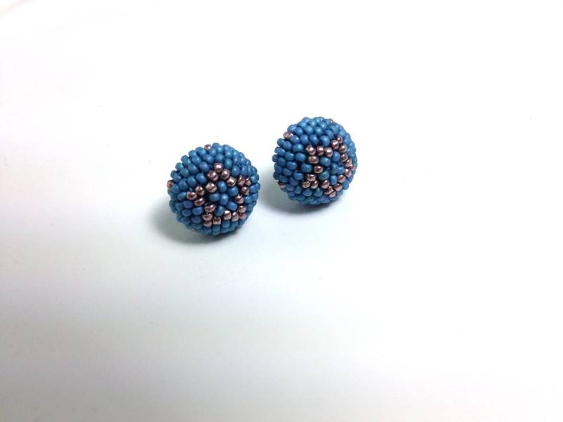 Kupfer Gold Star & Blau Grau Matte Metallic Iris Ohrstecker von frompgwithlove