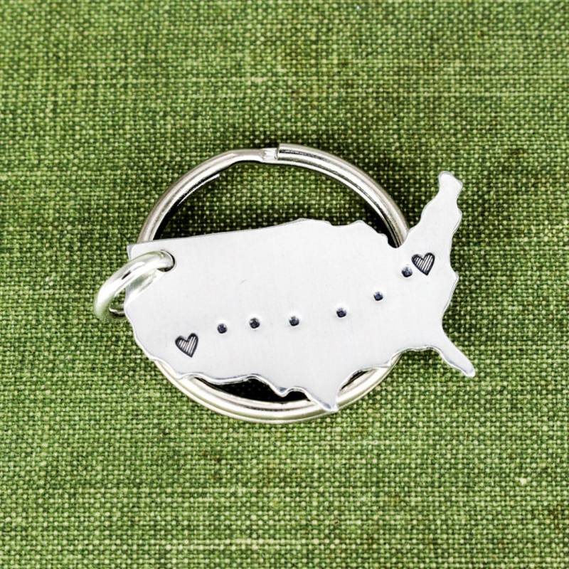 Fernbeziehung Schlüsselanhänger, Usa, Personalisiert, Valentinstag Geschenk von fromtheinternet