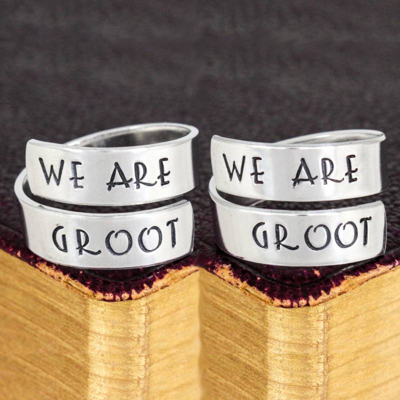 We Are Groot Rings - Aluminium Wrap Ring Set Paar Geschenk von fromtheinternet