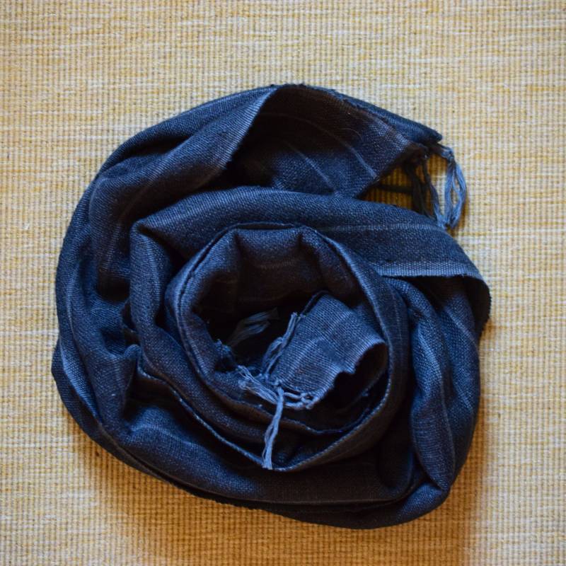 Leinenschal Gestreift Gewebt Dunkelgrau Sommerschal von froschtritsche