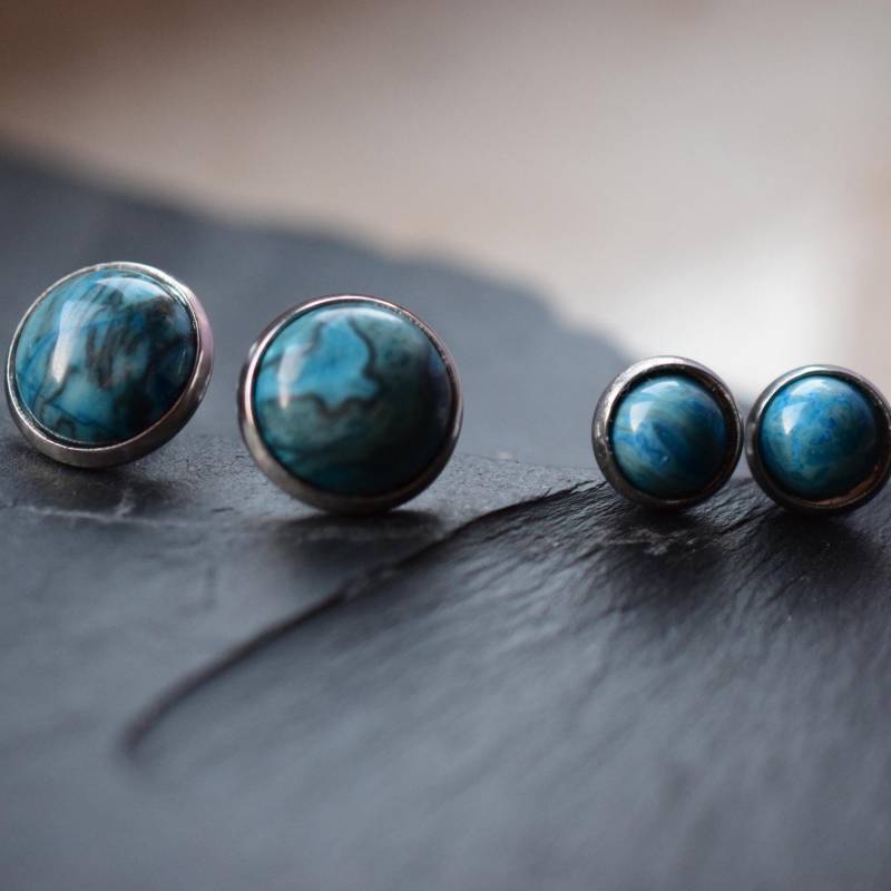 Ohrstecker Mit Edelstein Ripple Jaspis 8mm 12mm Edelstahl von froschtritsche