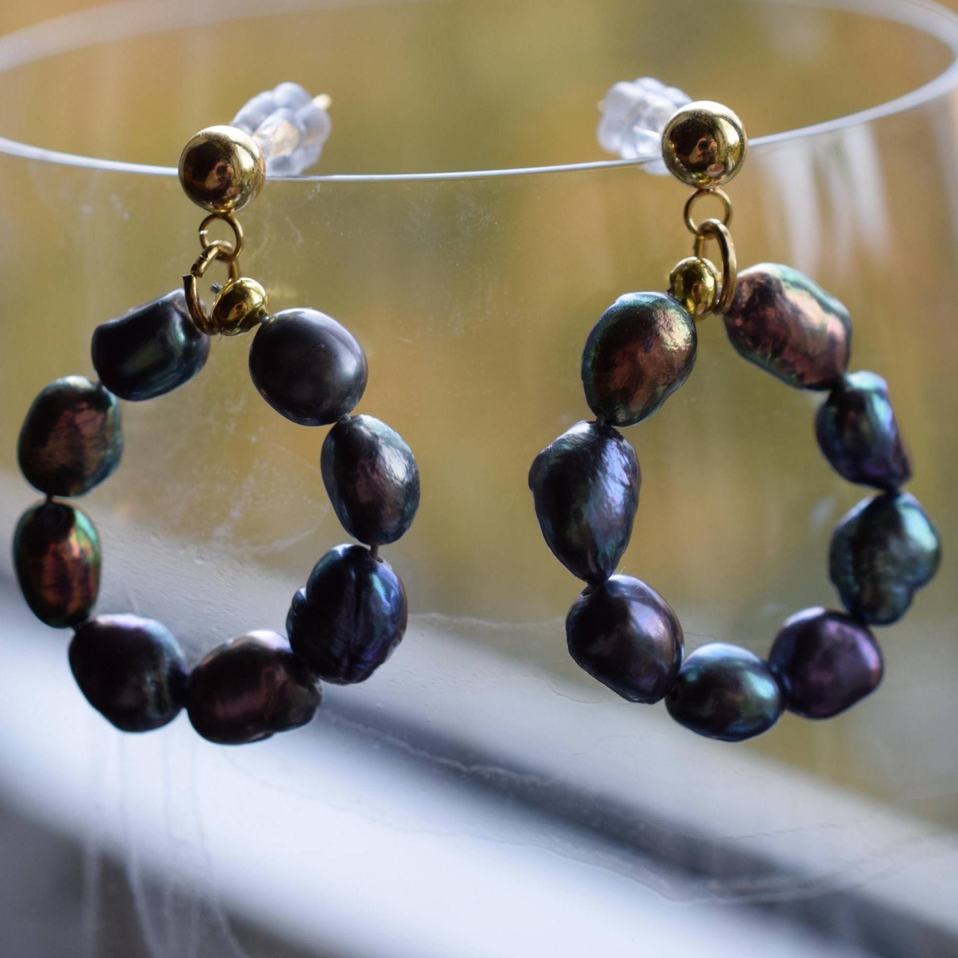 Perlen Creolen Aus Süsswasser Echte Perlenohrringe Ohrstecker von froschtritsche