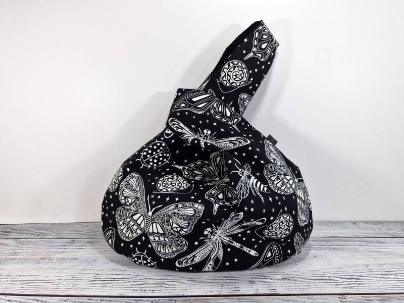 strickprojekttasche Insekten Glow-In-The-Dark Schwarz 2 Größen von frostpfoetchen