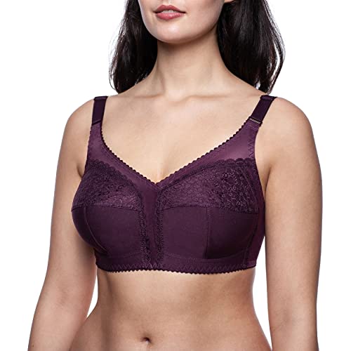 Frugue Damen Full Cup Stütz BH ohne Bügel Nicht Gepolsterter Soft Spitzen. Gr.-100C, Violett von frugue