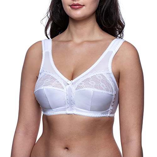 Frugue Damen Full Cup Stütz BH ohne Bügel Nicht Gepolsterter Soft Spitzen. Gr.-100C, Weiß von frugue