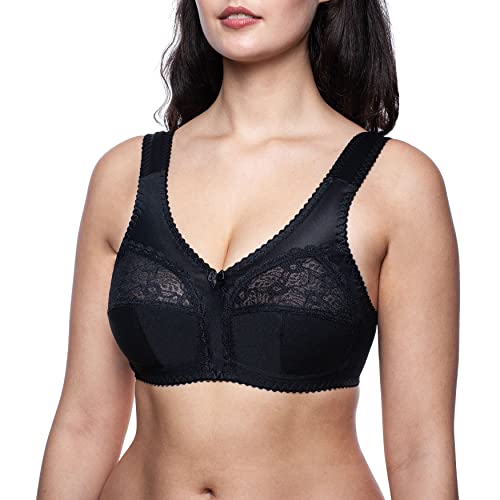 Frugue Damen Full Cup Stütz BH ohne Bügel Nicht Gepolsterter Soft Spitzen. Gr.-80C, Schwarz von frugue