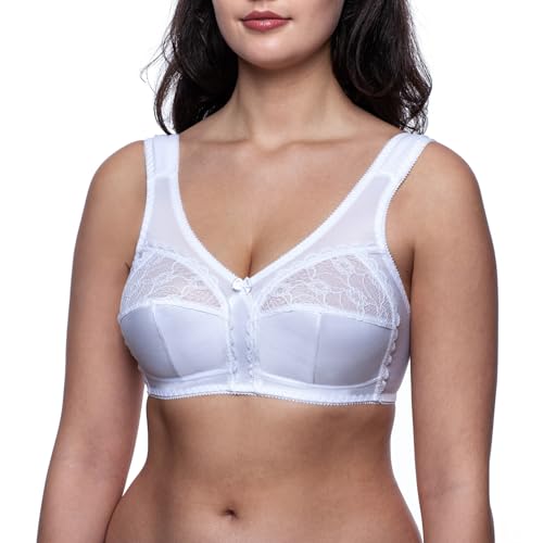Frugue Damen Full Cup Stütz BH ohne Bügel Nicht Gepolsterter Soft Spitzen. Gr.-85C, Weiß von frugue