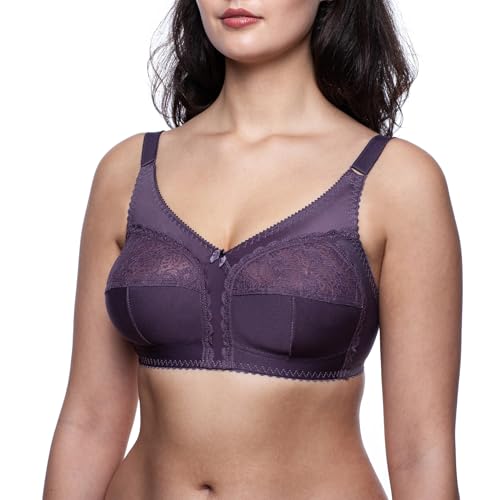 Frugue Damen Full Cup Stütz BH ohne Bügel Nicht Gepolsterter Soft Spitzen. Gr.-90E, Weinrot von frugue