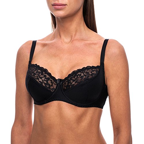 Frugue Full Cup BH mit Bügel Nicht Gepolsterter, Gr.-85B, Schwarz von frugue