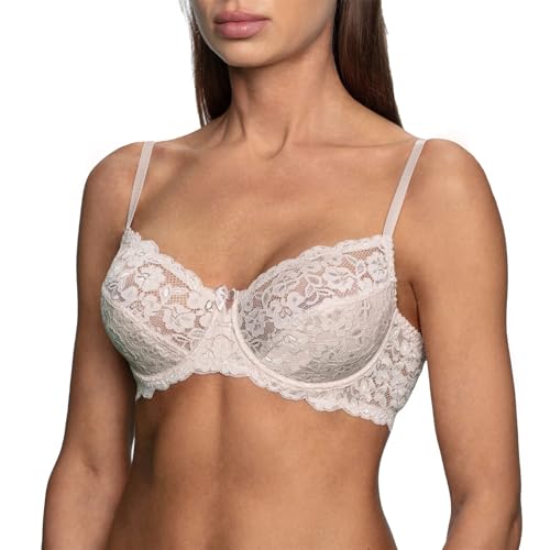 frugue BH Damen mit Bügel aus Spitze, Minimizer, Ungefüttert Nude EU 75E von frugue