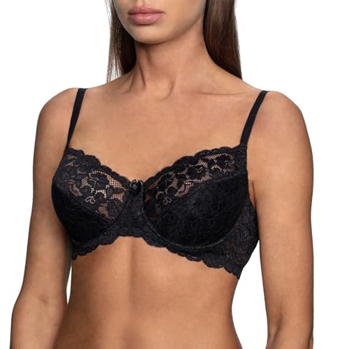 frugue BH Damen mit Bügel aus Spitze, Minimizer, Ungefüttert Schwarz EU 80B von frugue