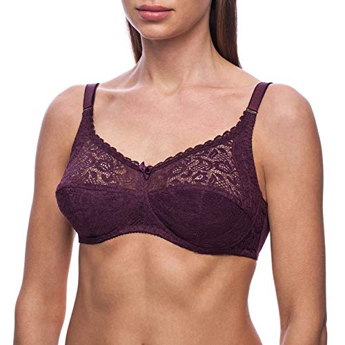 frugue BH Ohne Bügel, Minimizer BH, Stütz BH, Große Größen, Ungepolsterter, Sexy Damen - Violett - 85F von frugue