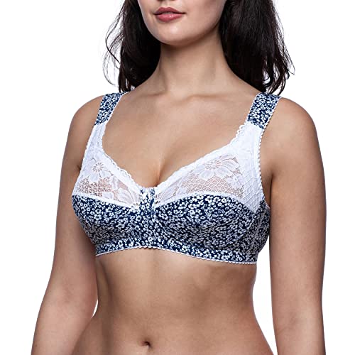 frugue Damen BH Baumwolle ohne Buegel Komfy Minimizer Blau EU 85G von frugue