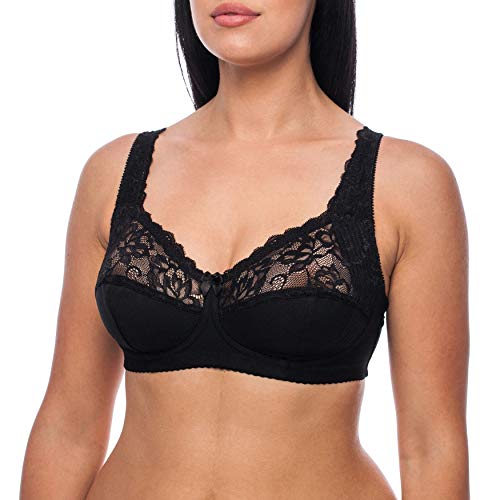 frugue Damen BH ohne Buegel Minimizer Große Größen Comfy Bügel Schwarz EU 100F von frugue