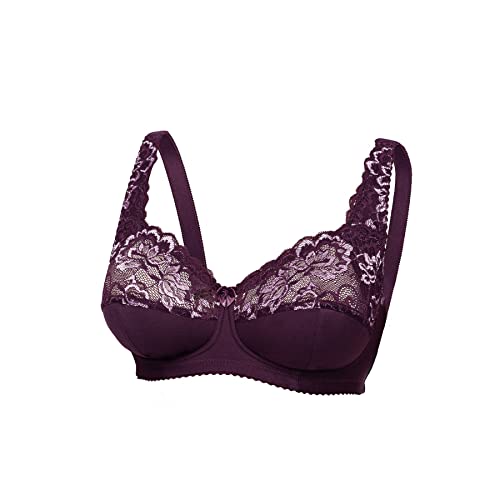 frugue Damen BH ohne Buegel Minimizer Große Größen Comfy Bügel Violett EU 100C von frugue