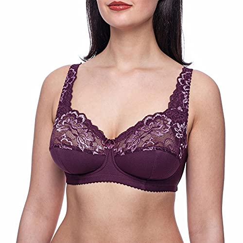 frugue Damen BH ohne Buegel Minimizer Große Größen Comfy Bügel Violett EU 80B von frugue