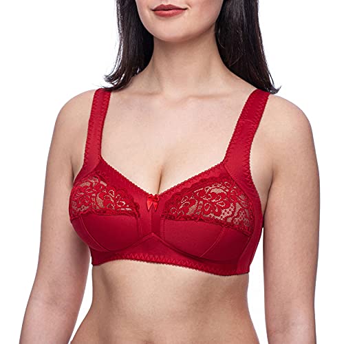frugue Damen BH ohne Bügel Minimizer Große Größen Dunkelrot EU 90C von frugue