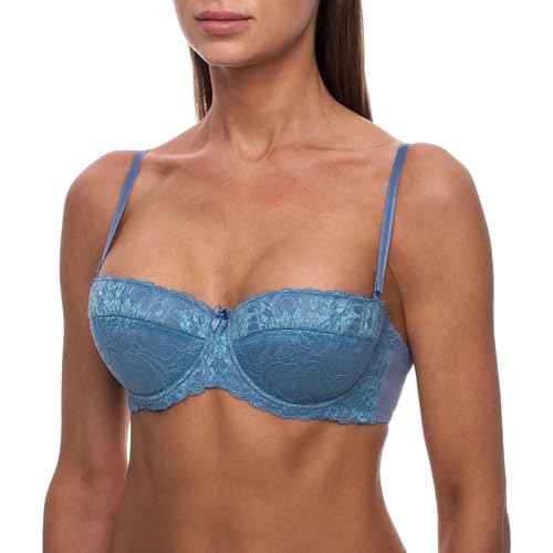 frugue Damen Balconette Push-Up BH Multiway-Trägern / abnehmbaren Trägern, Trägerloser-BH mit Bügel, Push-up-BH Extrem- Gr. 70A, Hellblau von frugue