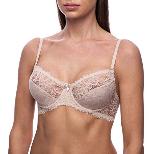 frugue Damen Minimizer BH mit Bügel Spitze Nude EU 75E von frugue